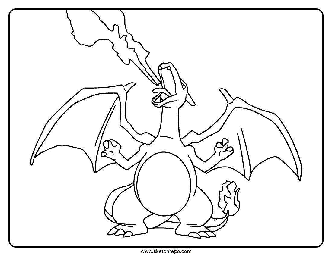 Charizard Breathing Fire Coloring Page