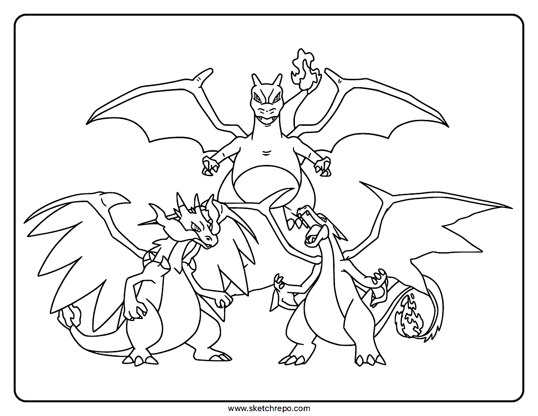 Charizard Mega Evolution Coloring Page