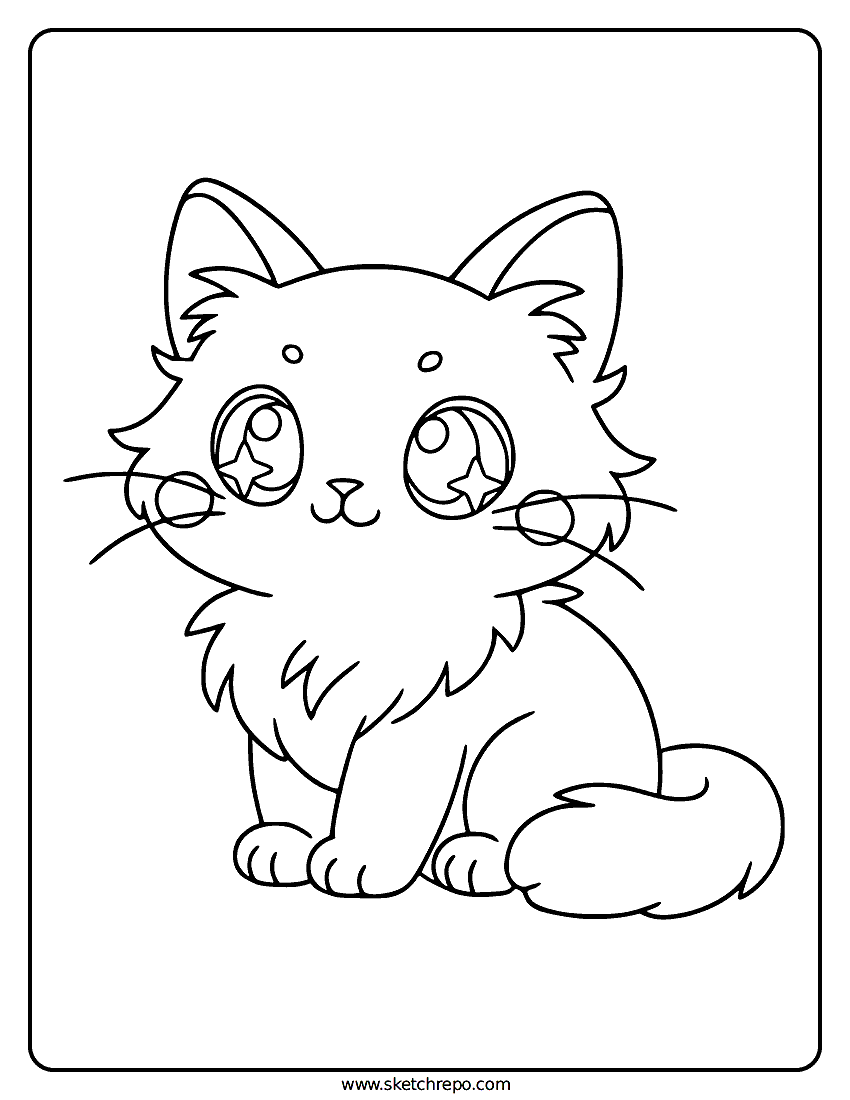 Chibi Cat Coloring Page
