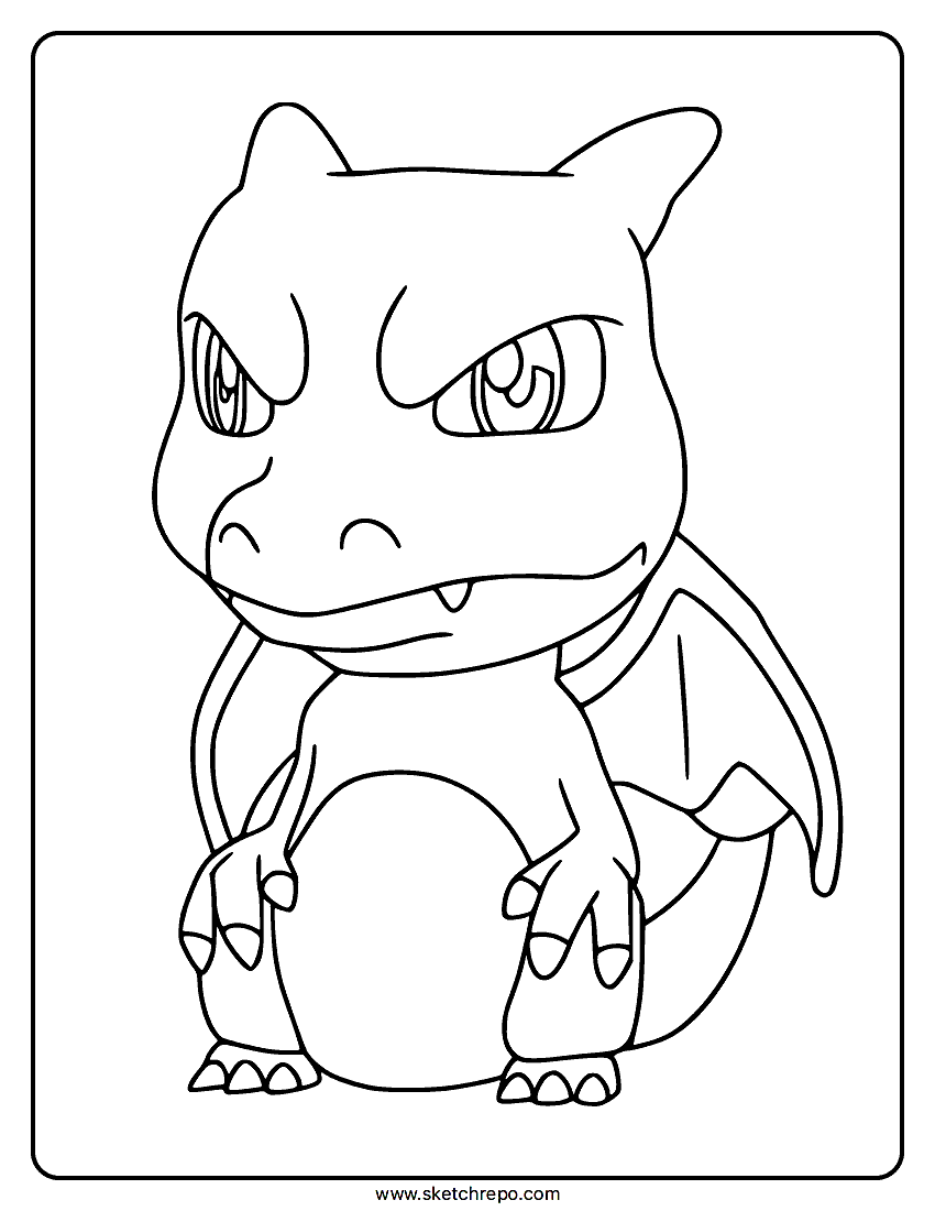 Chibi Charizard Coloring Page