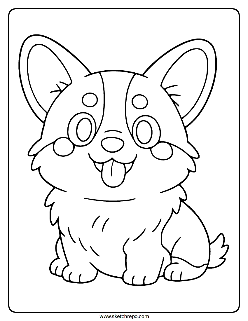 Chibi Dog Coloring Page