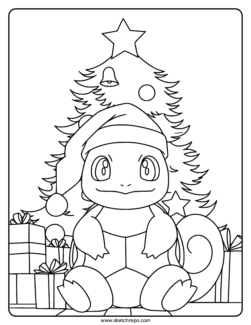 Christmas Squirtle Coloring Page - Sketch Repo