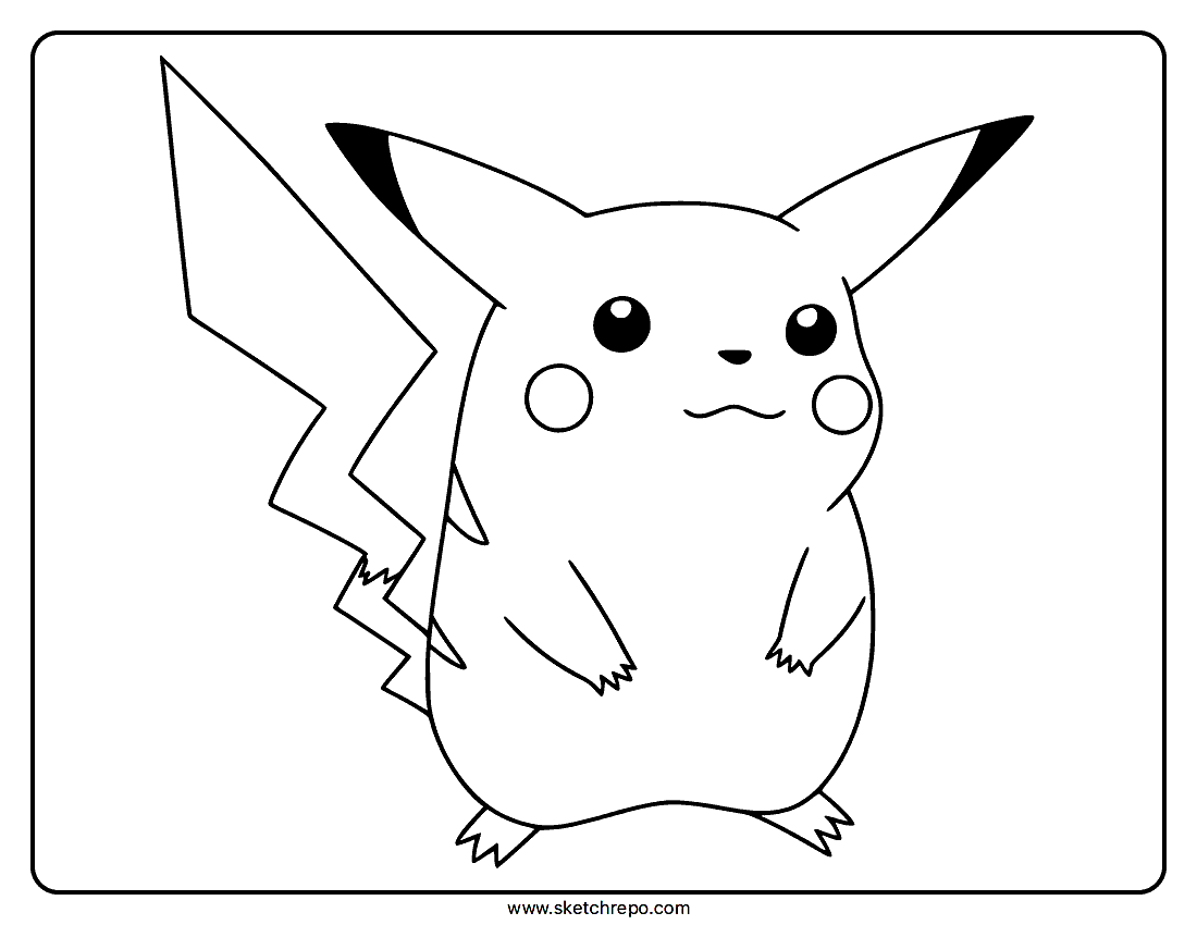 Chubby Pikachu Coloring Page