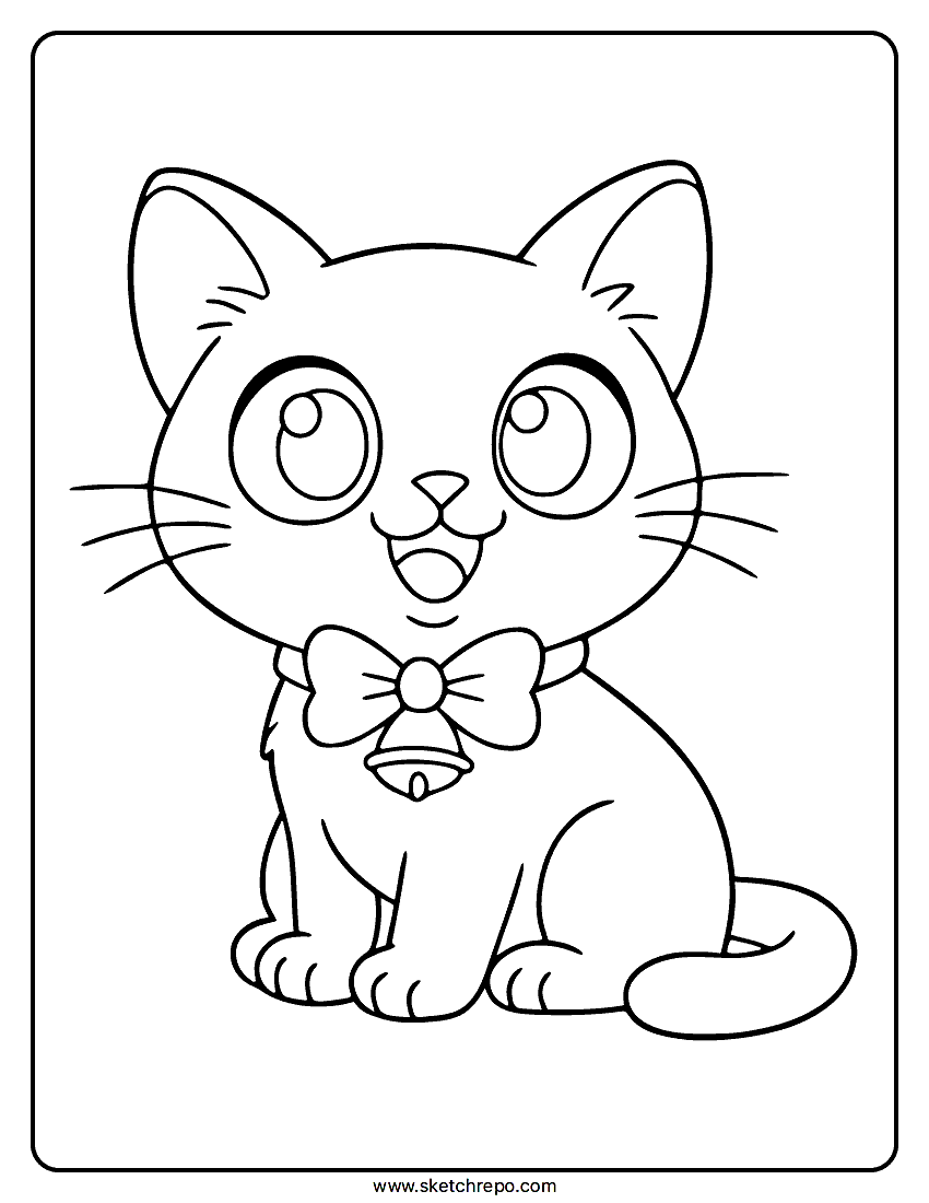 Cute Cat Coloring Page