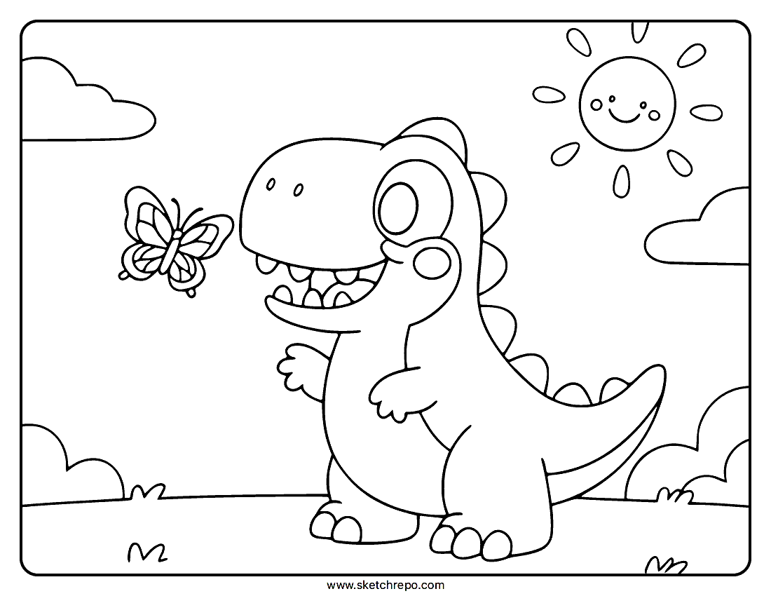 Cute Dinosaur Coloring Page