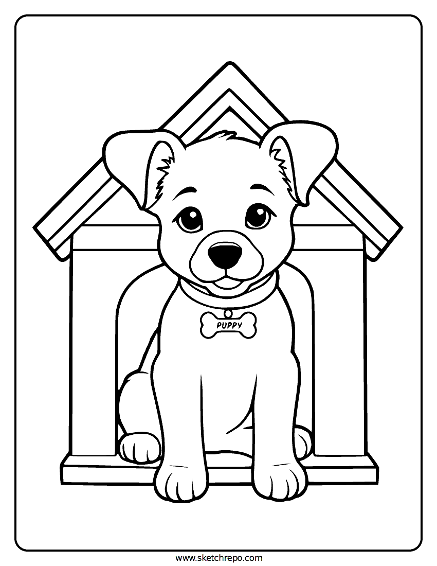 Cute Puppy Coloring Page