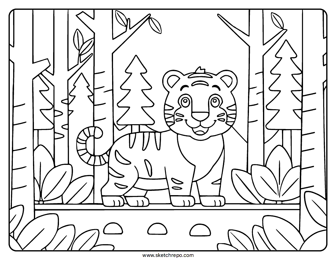 Cute Tiger Coloring Page
