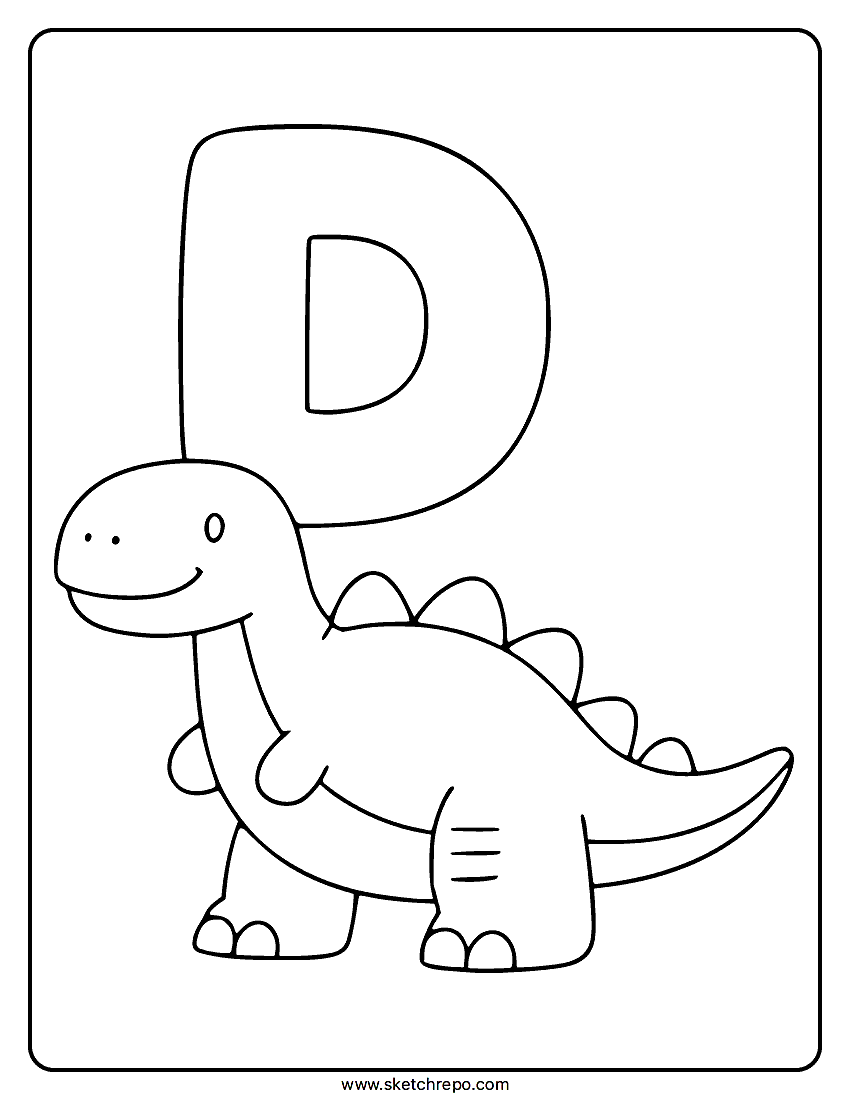 D Is For Dinosaur Coloring Page