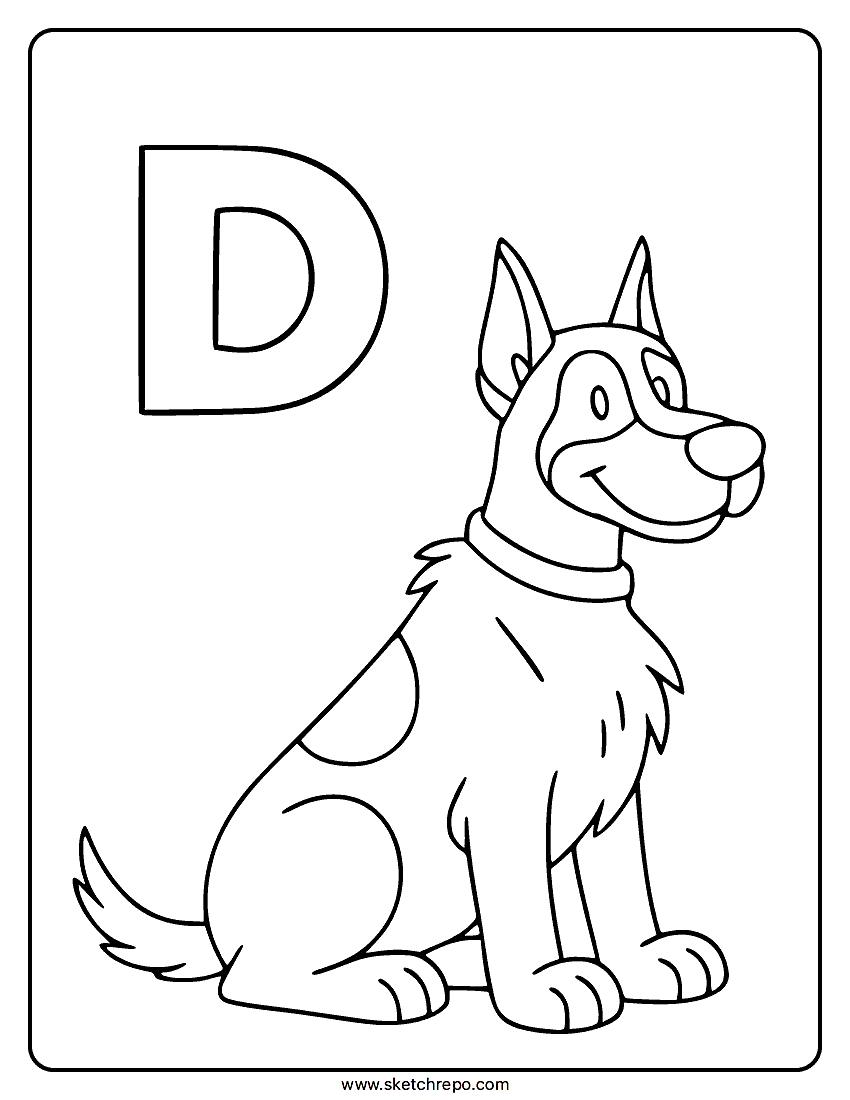 D Is For Dog Coloring Page