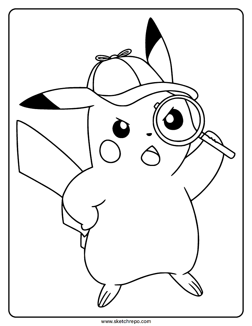 Detective Pikachu Coloring Page