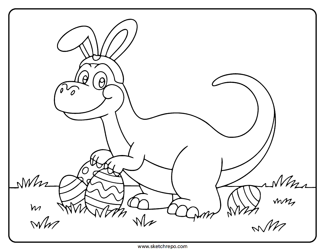 Dinosaur Easter Coloring Page