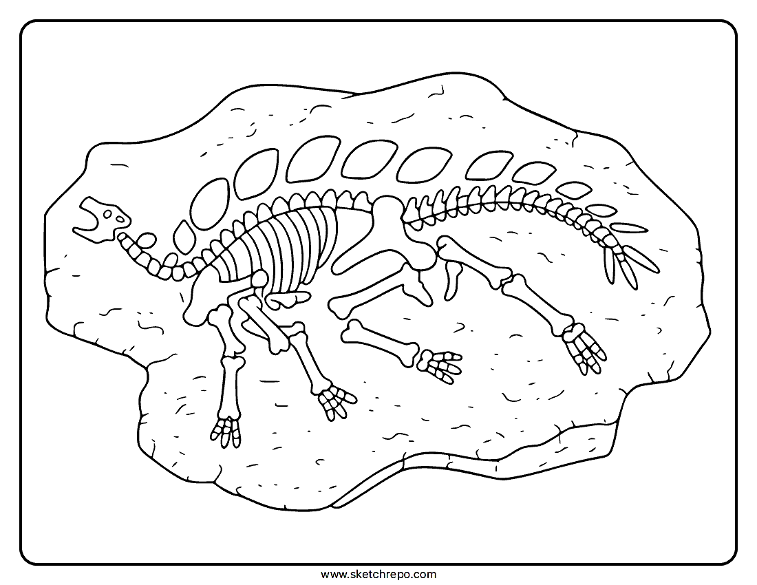 Dinosaur Fossil Coloring Page