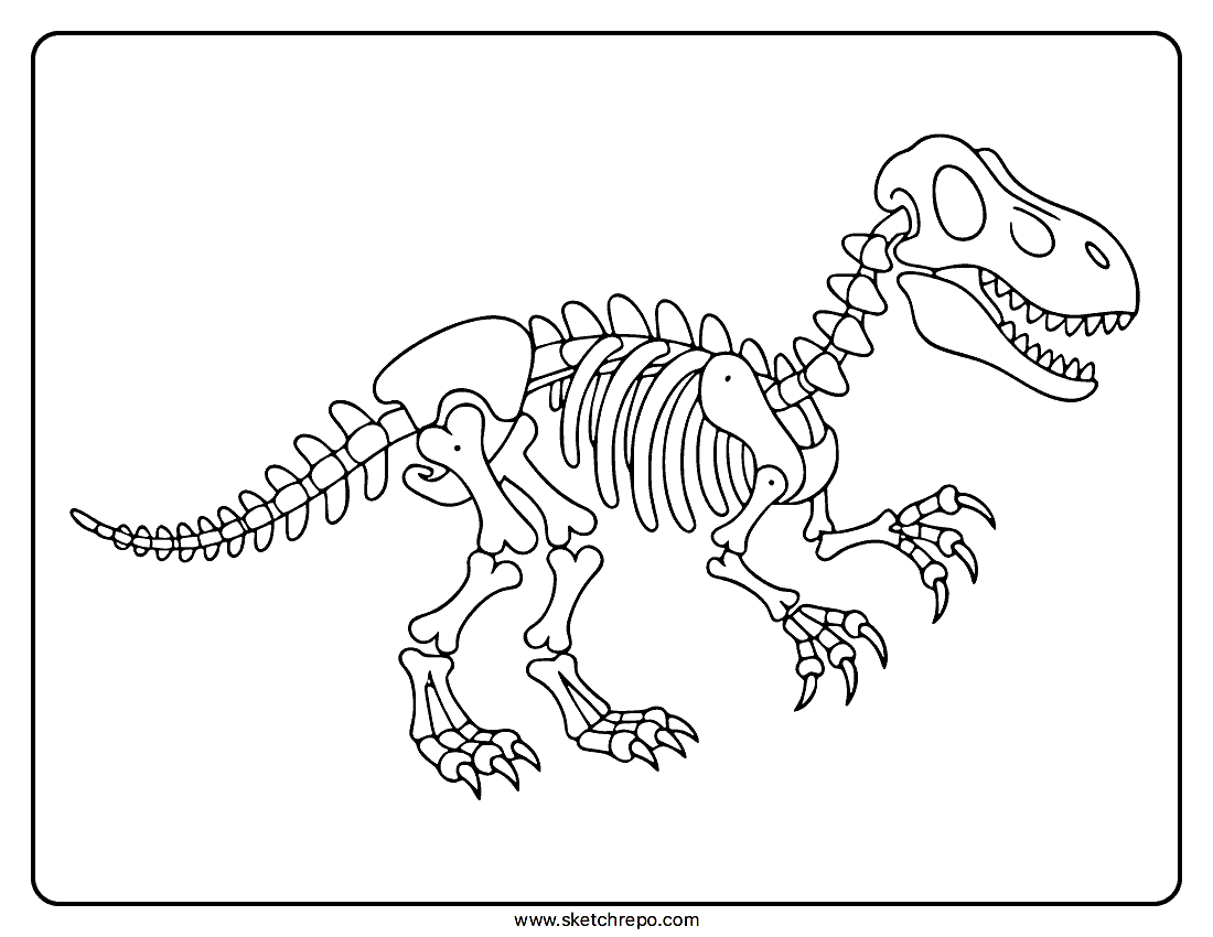 Dinosaur Skeleton Coloring Page