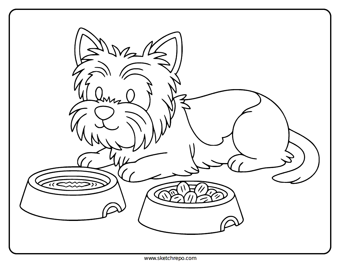 Dog Bowl Coloring Page