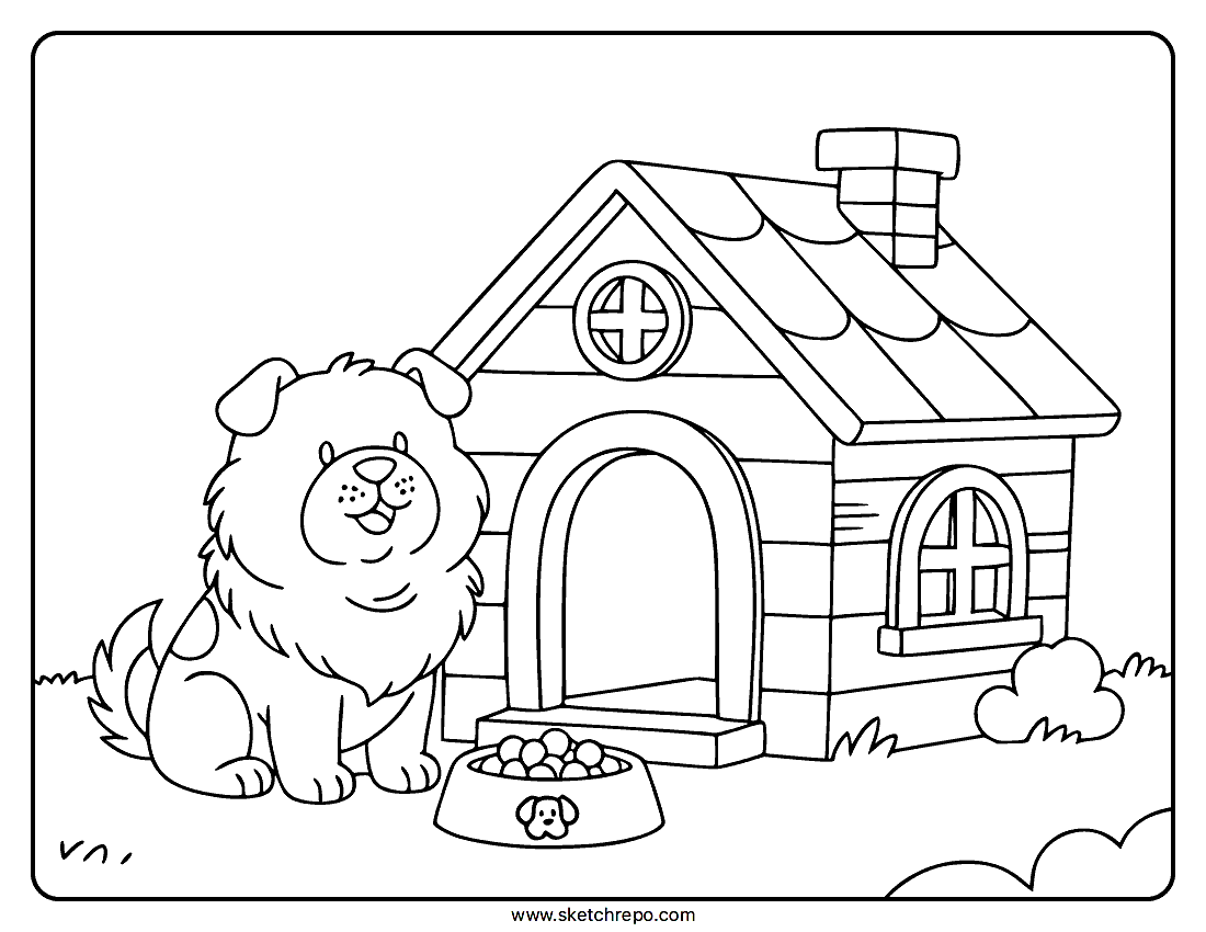Dog House Coloring Page