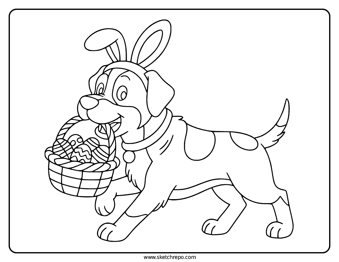 Easter Dog Coloring Page