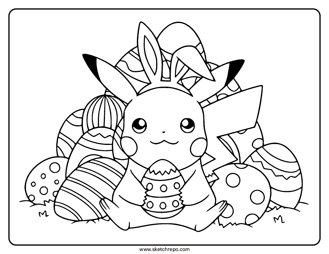 Easter Pikachu Coloring Page