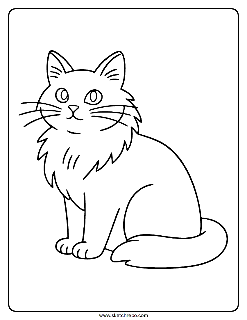 Easy Cat Coloring Page