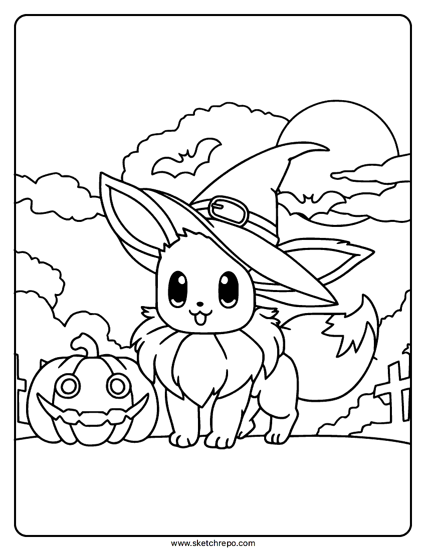 Eevee Halloween Coloring Page
