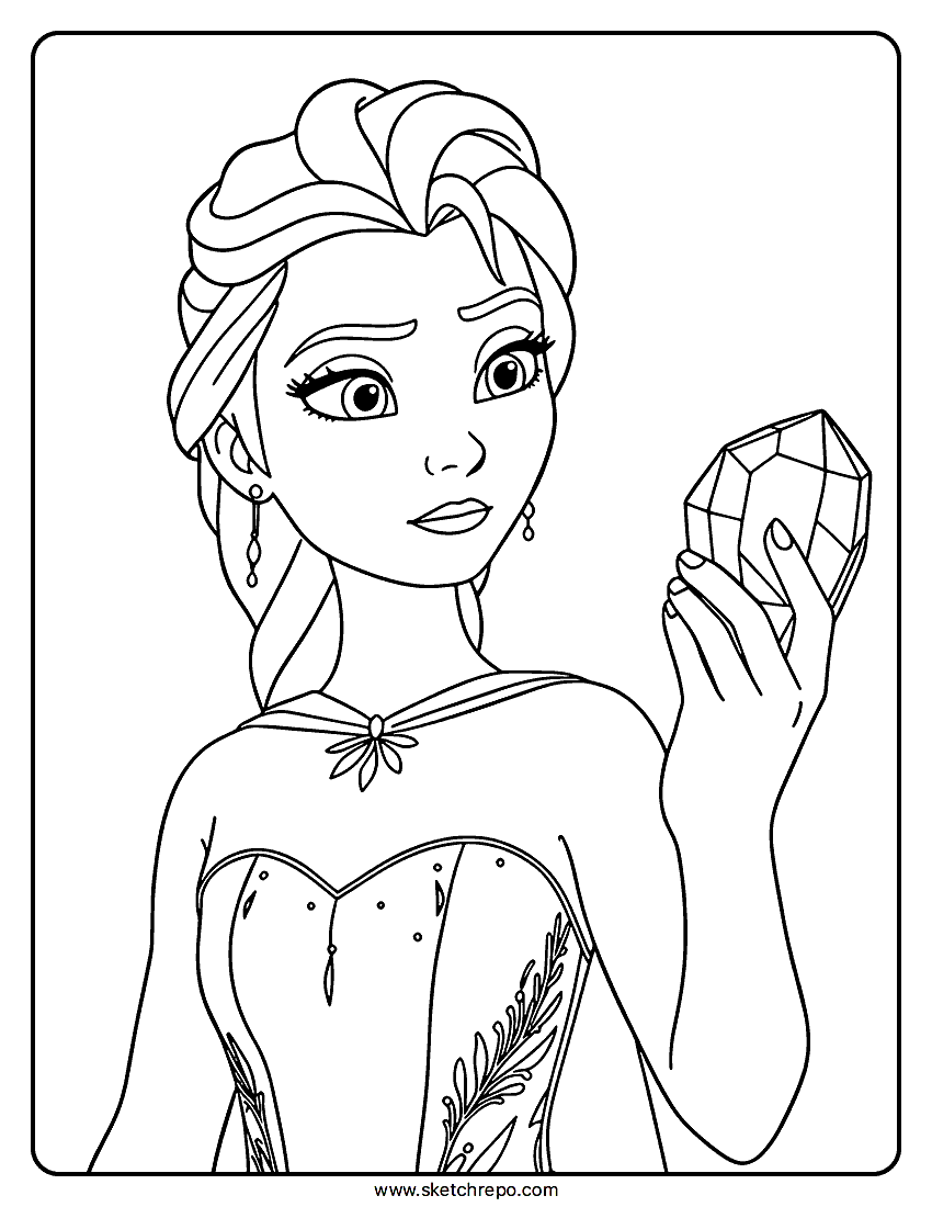 Elsa Frozen 3 Coloring Page