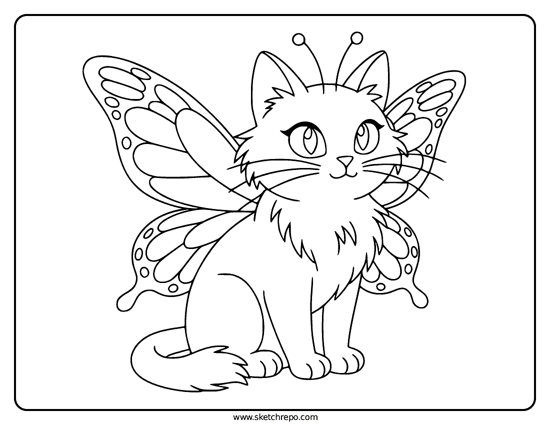 Fairy Cat Coloring Page