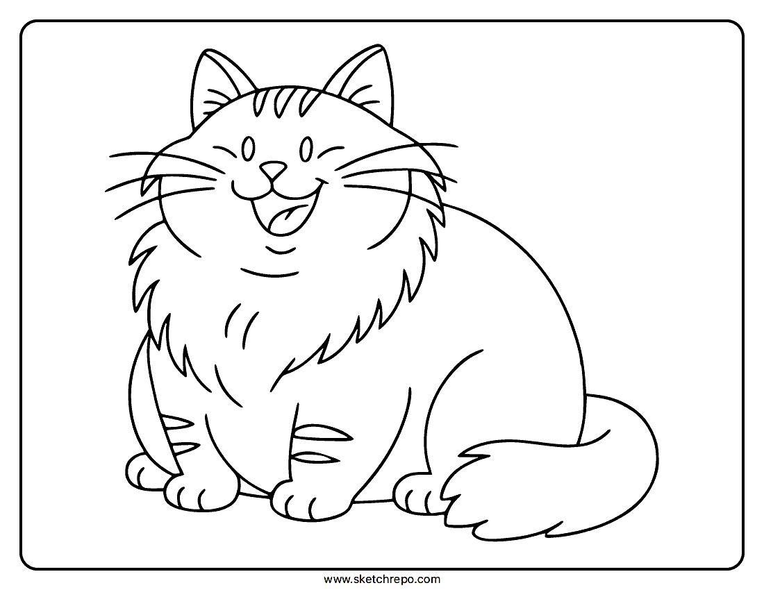 Fat Cat Coloring Page