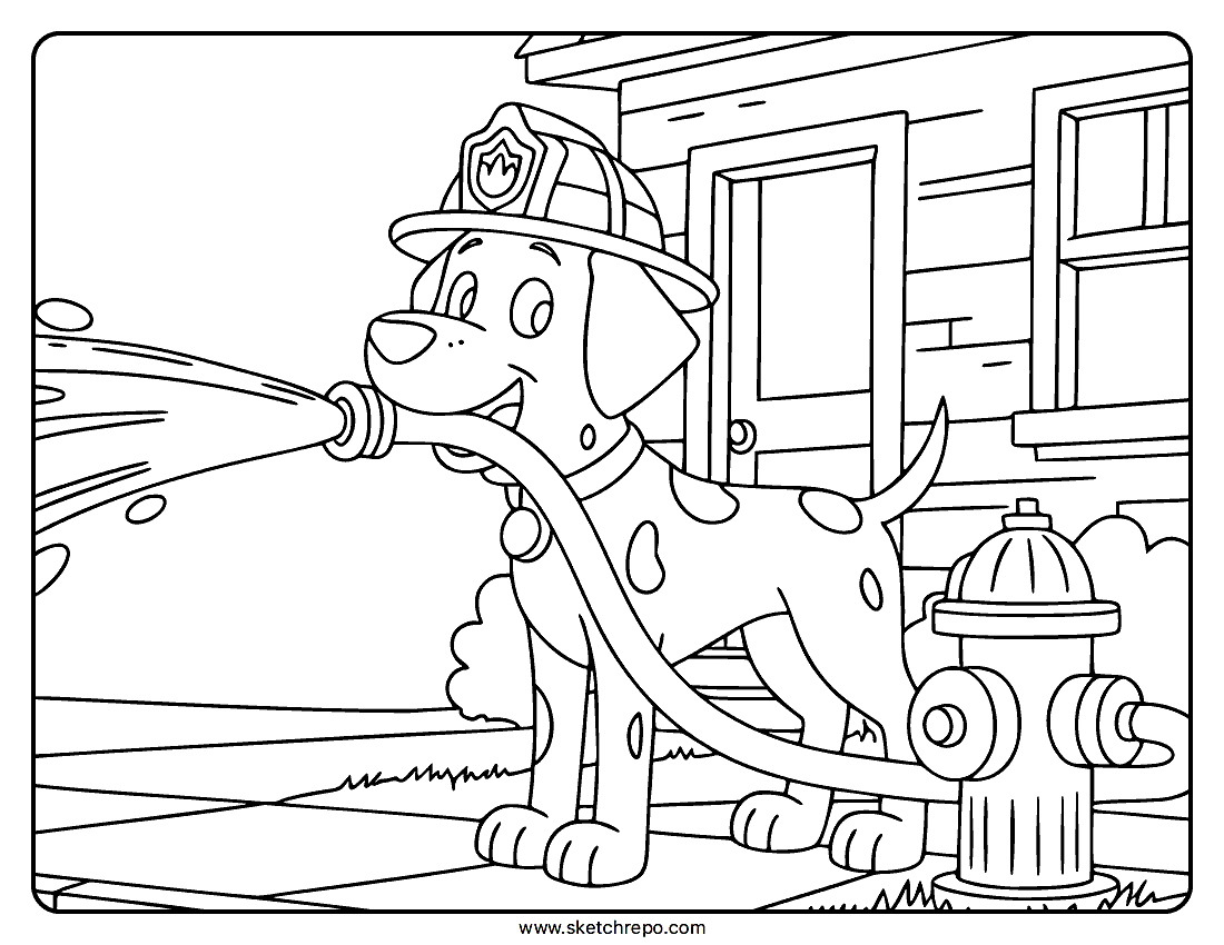 Fire Dog Coloring Page
