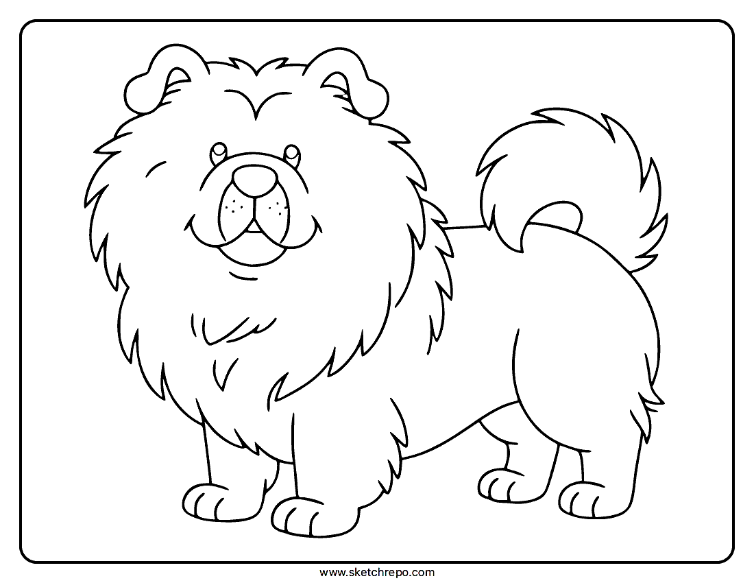 Fluffy Dog Coloring Page