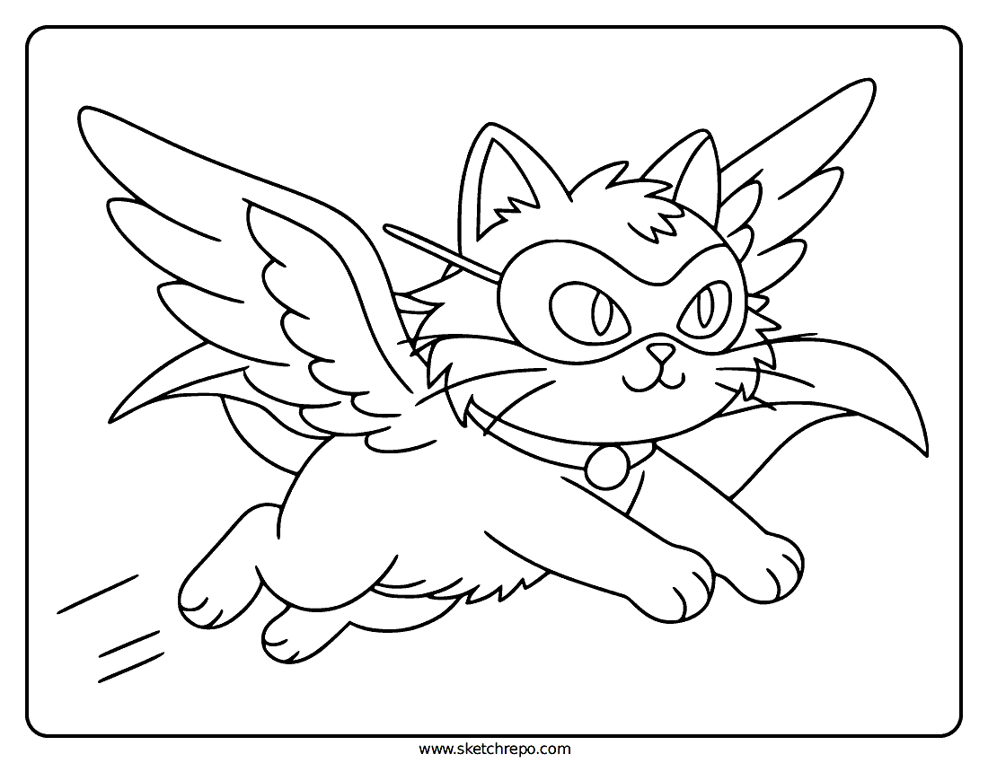 Flying Cat Coloring Page