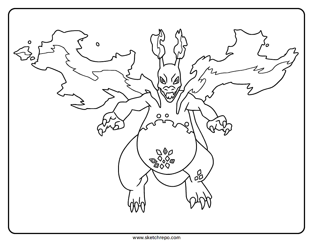 Flying Gigantamax Charizard Coloring Page