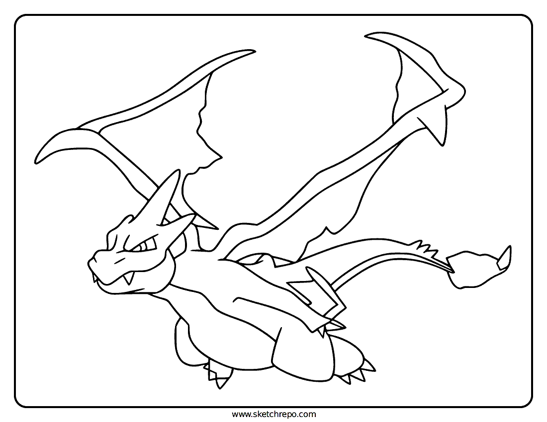 Flying Mega Charizard Y Coloring Page