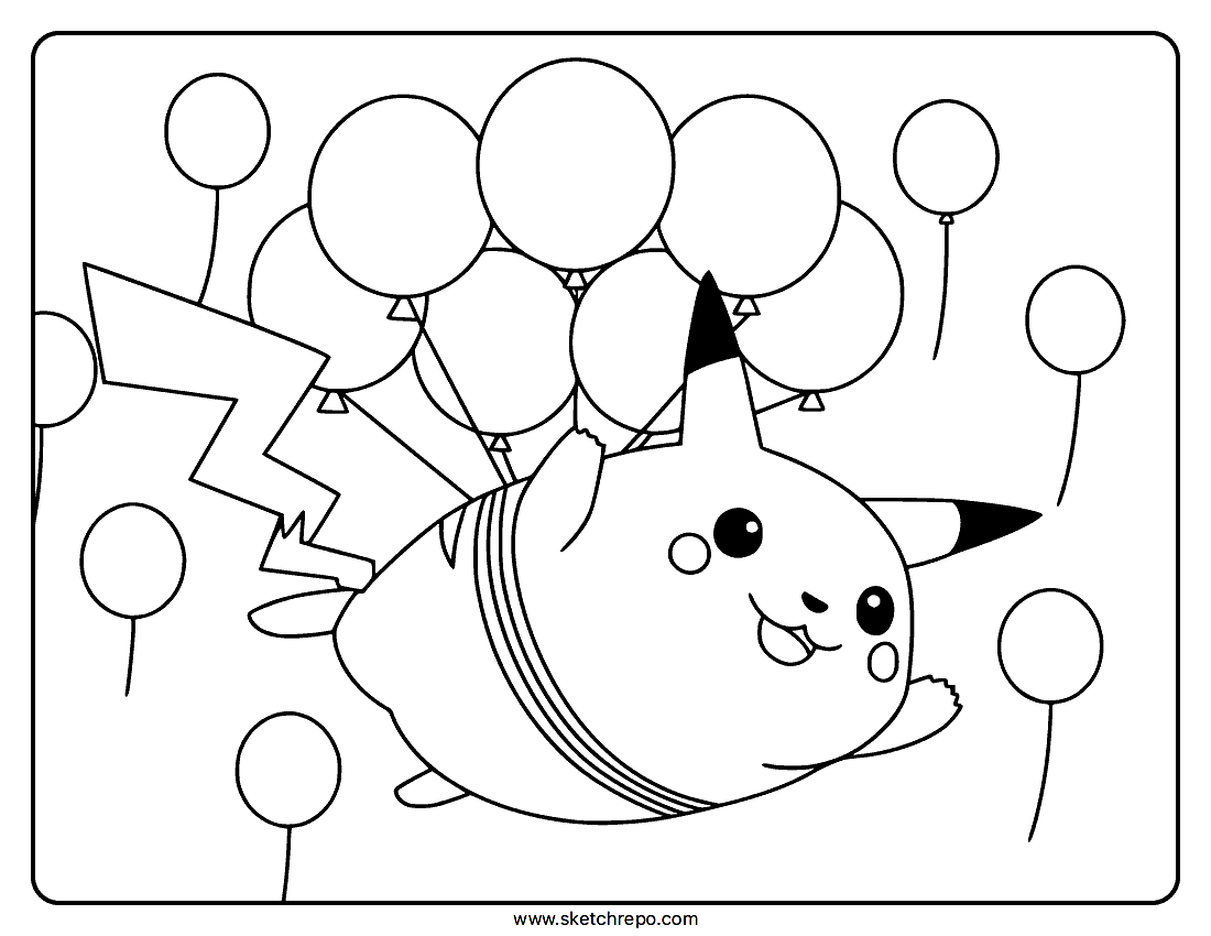 Flying Pikachu Coloring Page