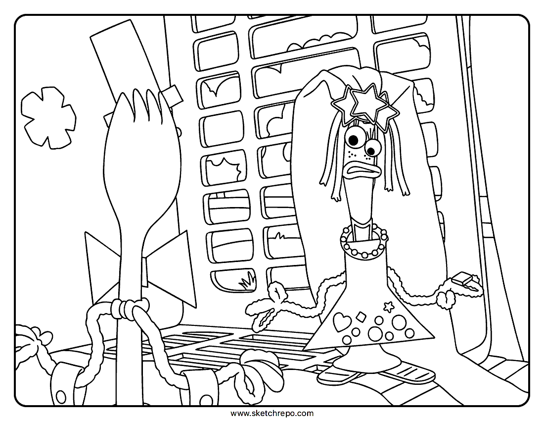 Forky and Karen Beverly Coloring Page