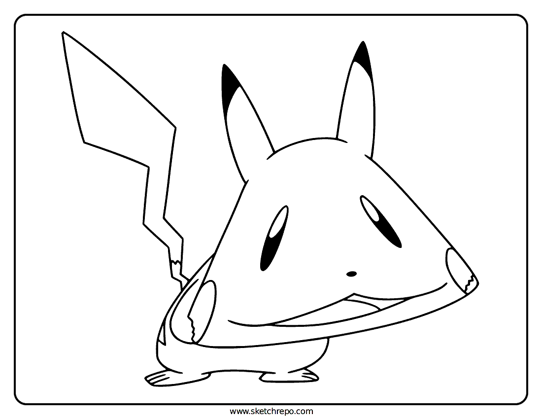 Funny Face Pikachu Coloring Page