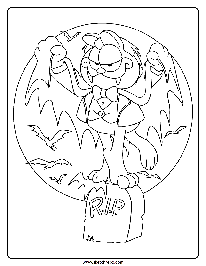 Garfield Hallowen Coloring Page