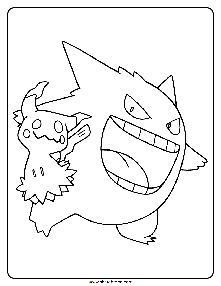 Gengar and Mimikyu GX 164/181 Coloring Page