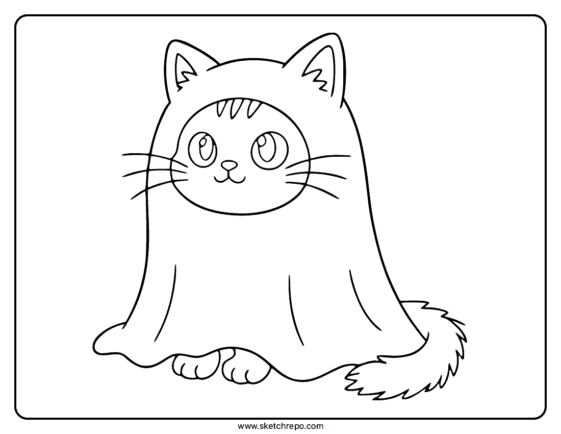 Ghost Cat Coloring Page