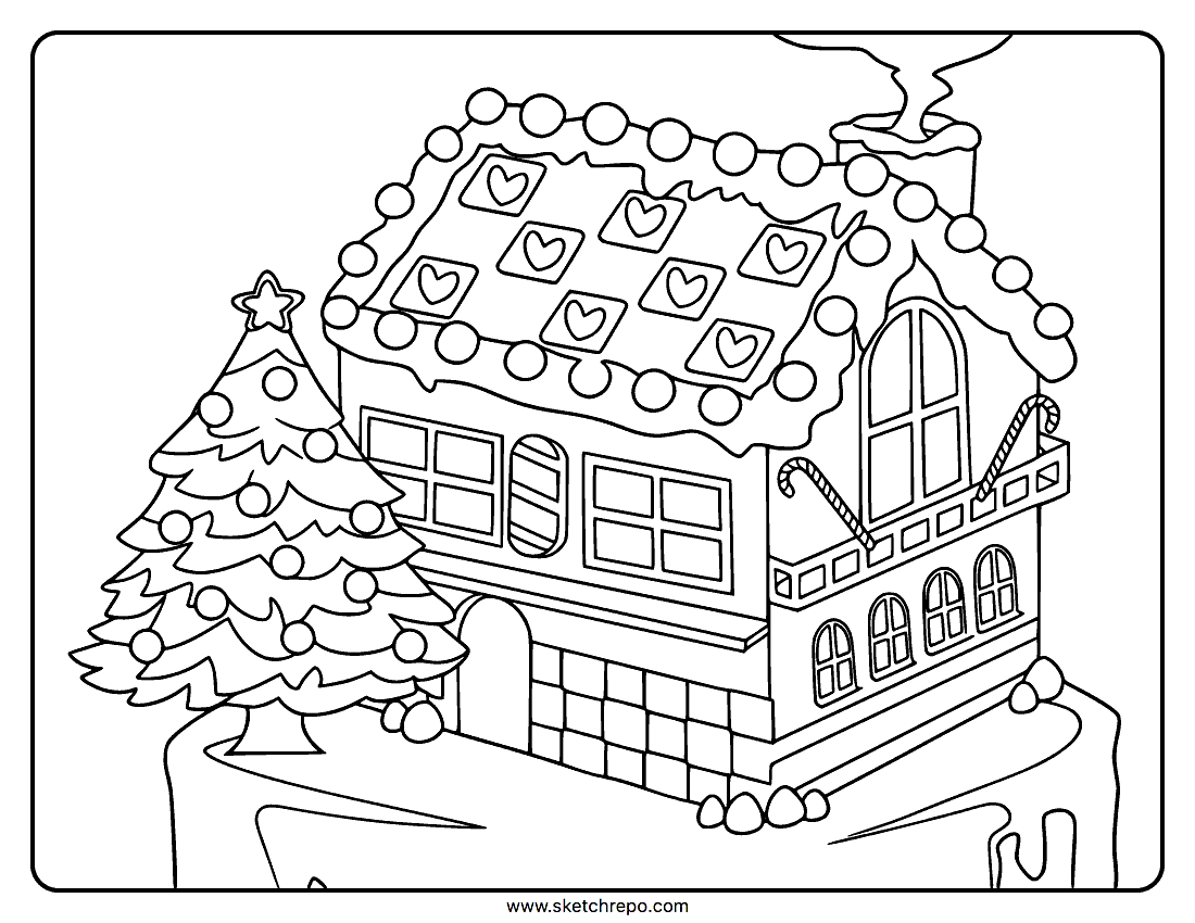 Gingerbread House Coloring Page
