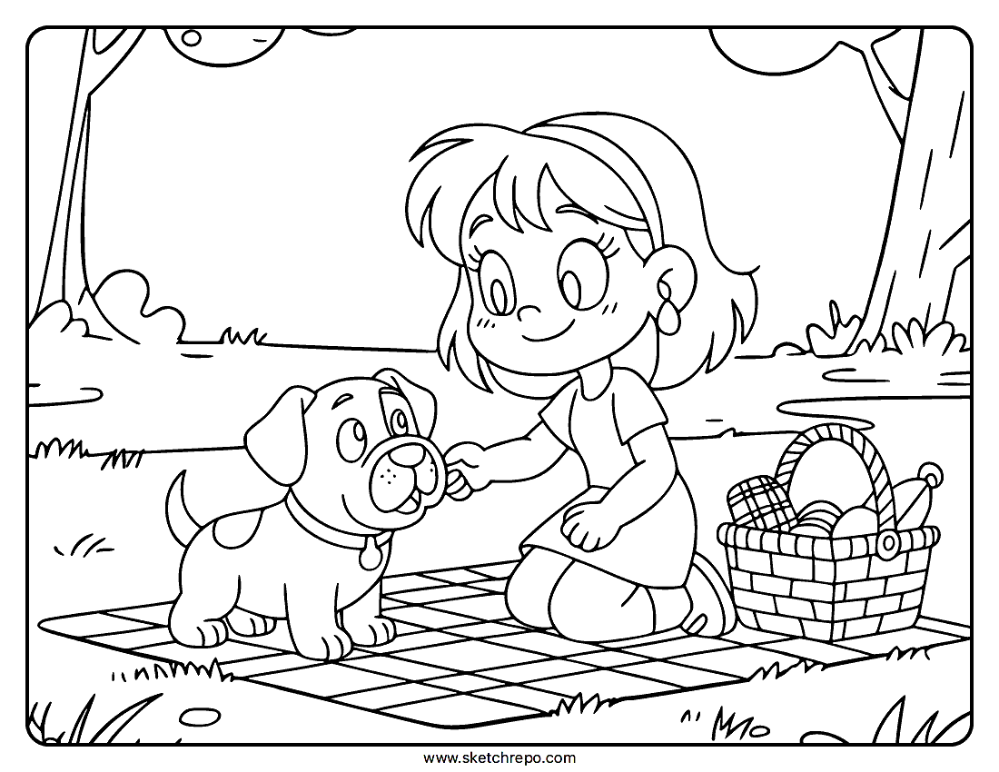 Girl Dog Coloring Page