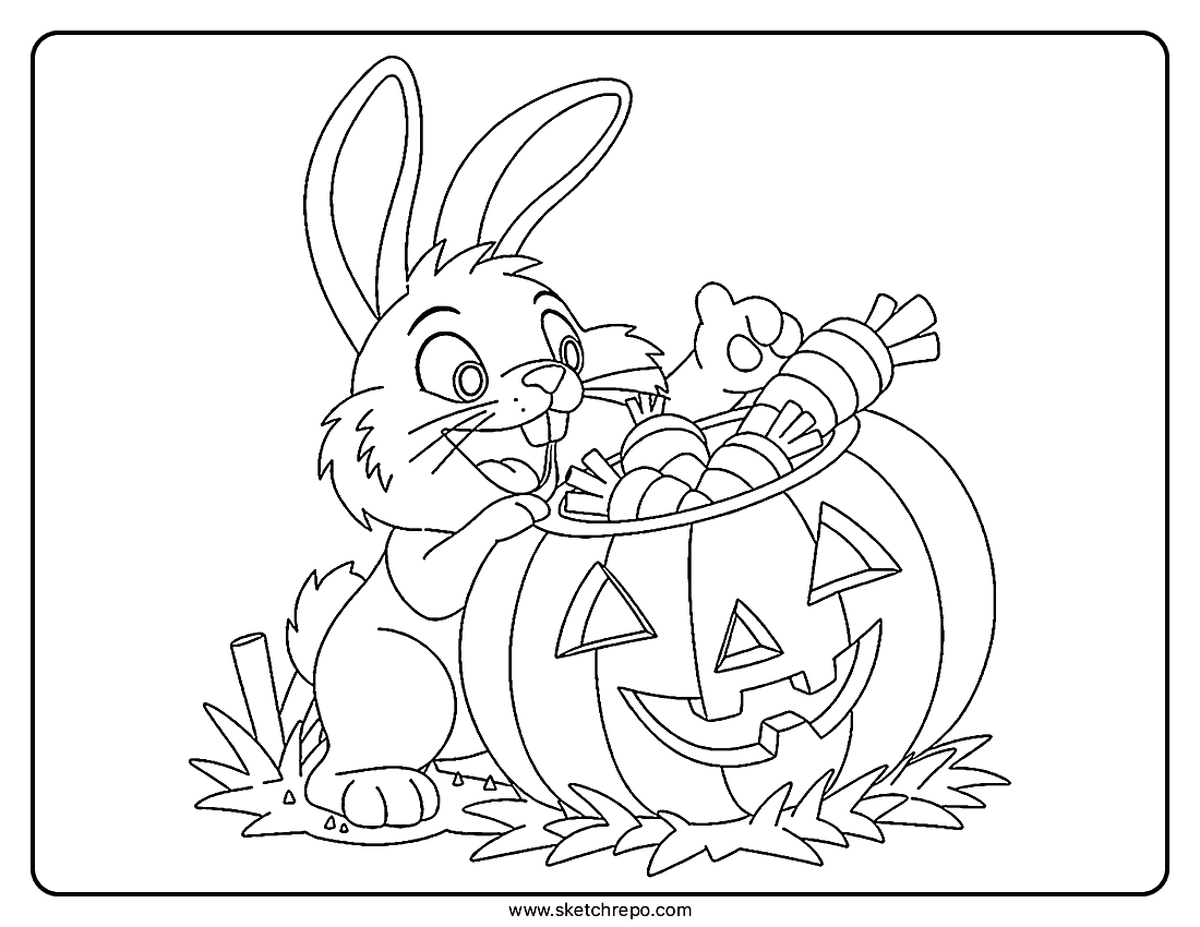 Halloween Bunny Coloring Page