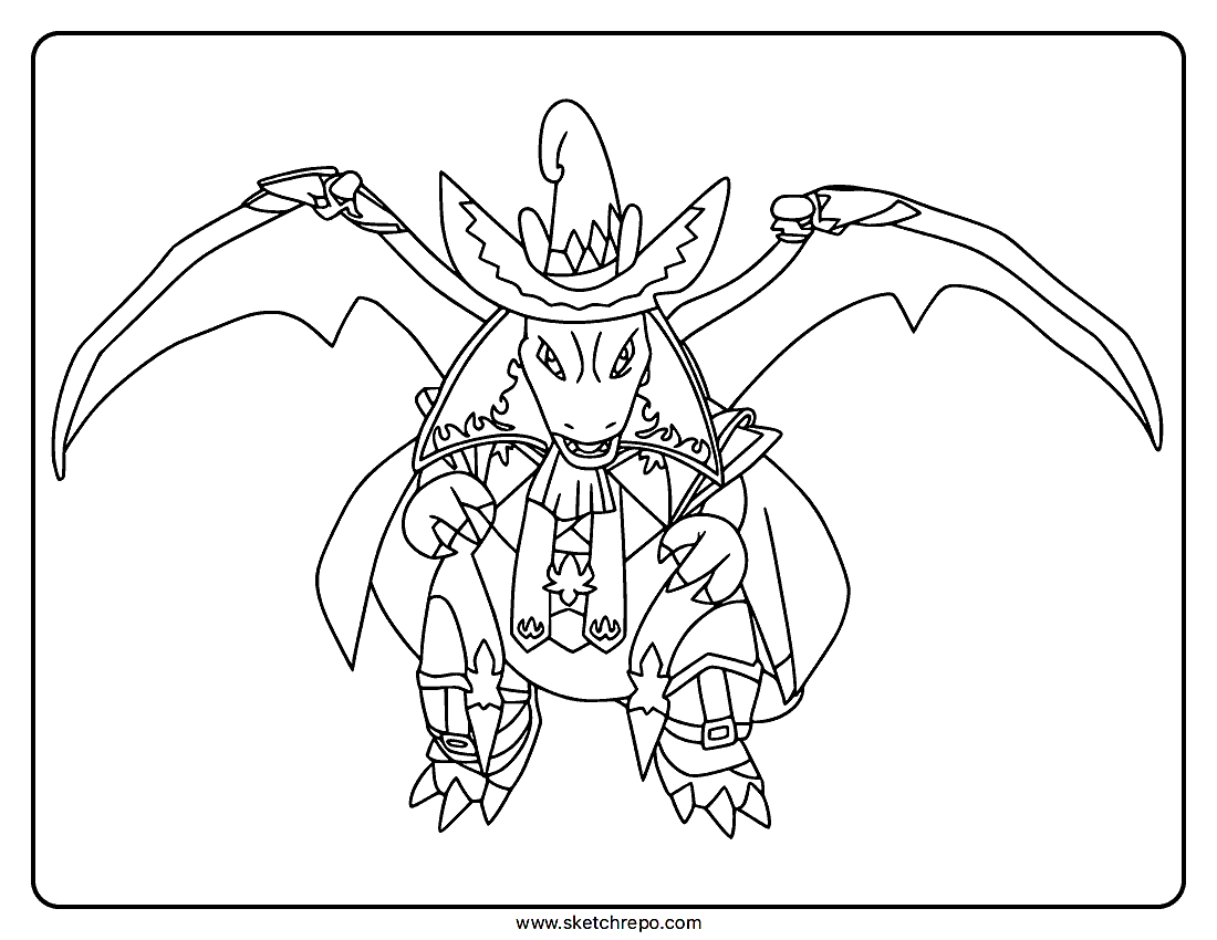 Halloween Charizard Coloring Page