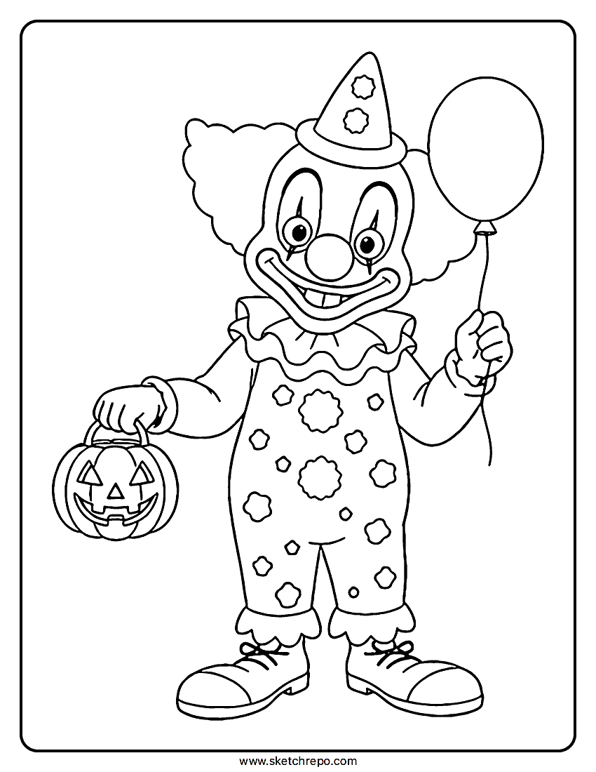 Halloween Clown Coloring Page