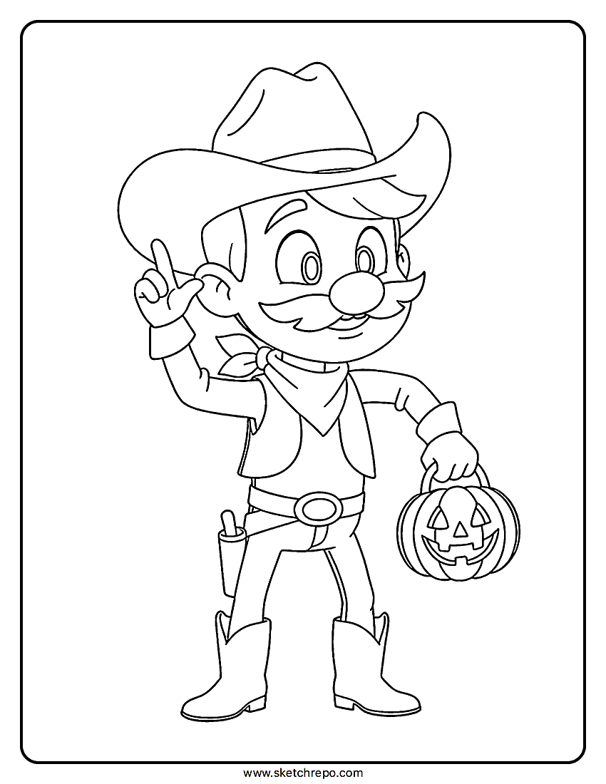 Halloween Cowboy Coloring Page