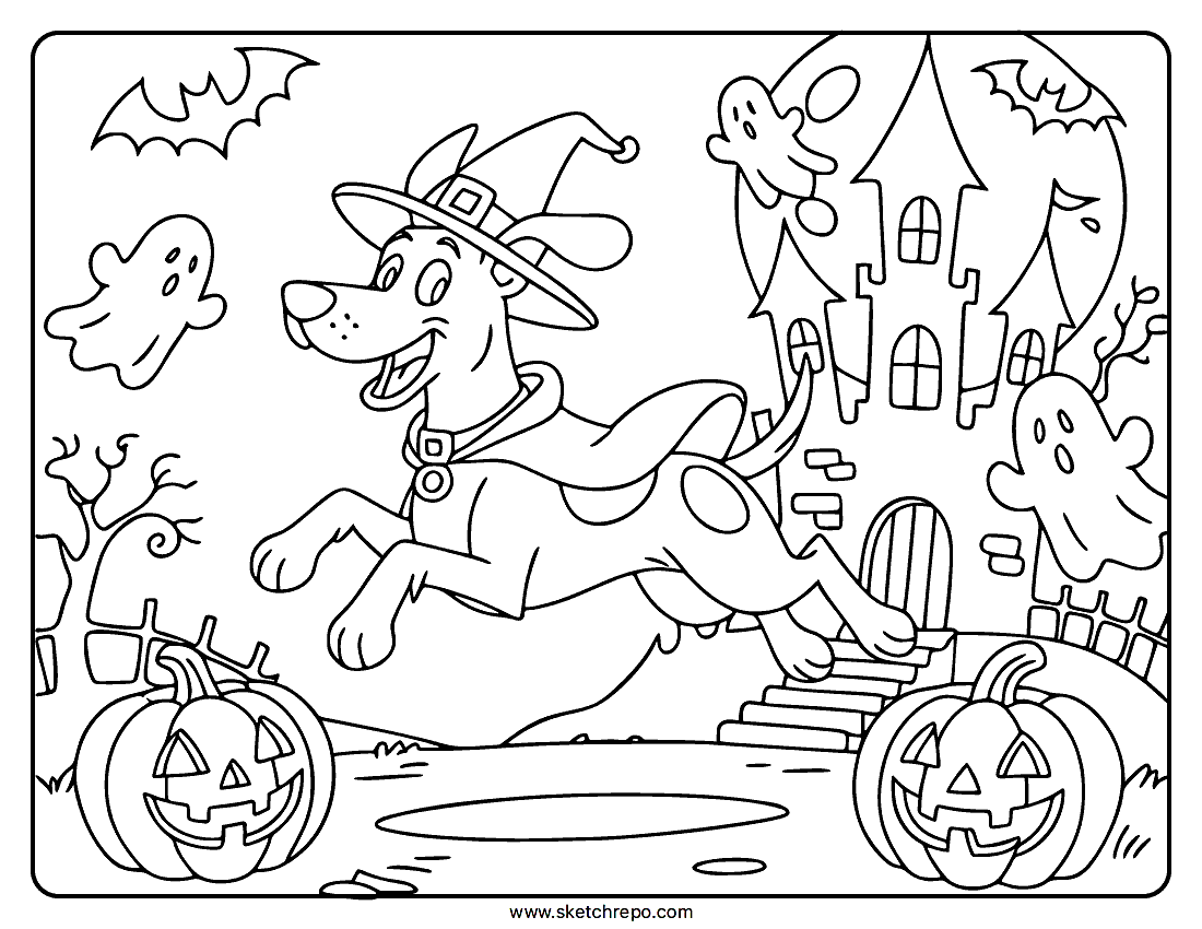 Halloween Dog Coloring Page