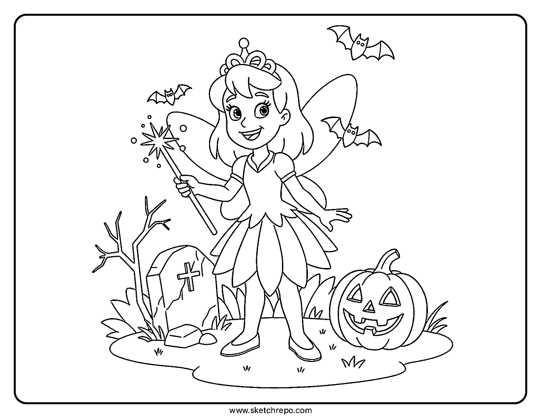 Halloween Fairy Coloring Page