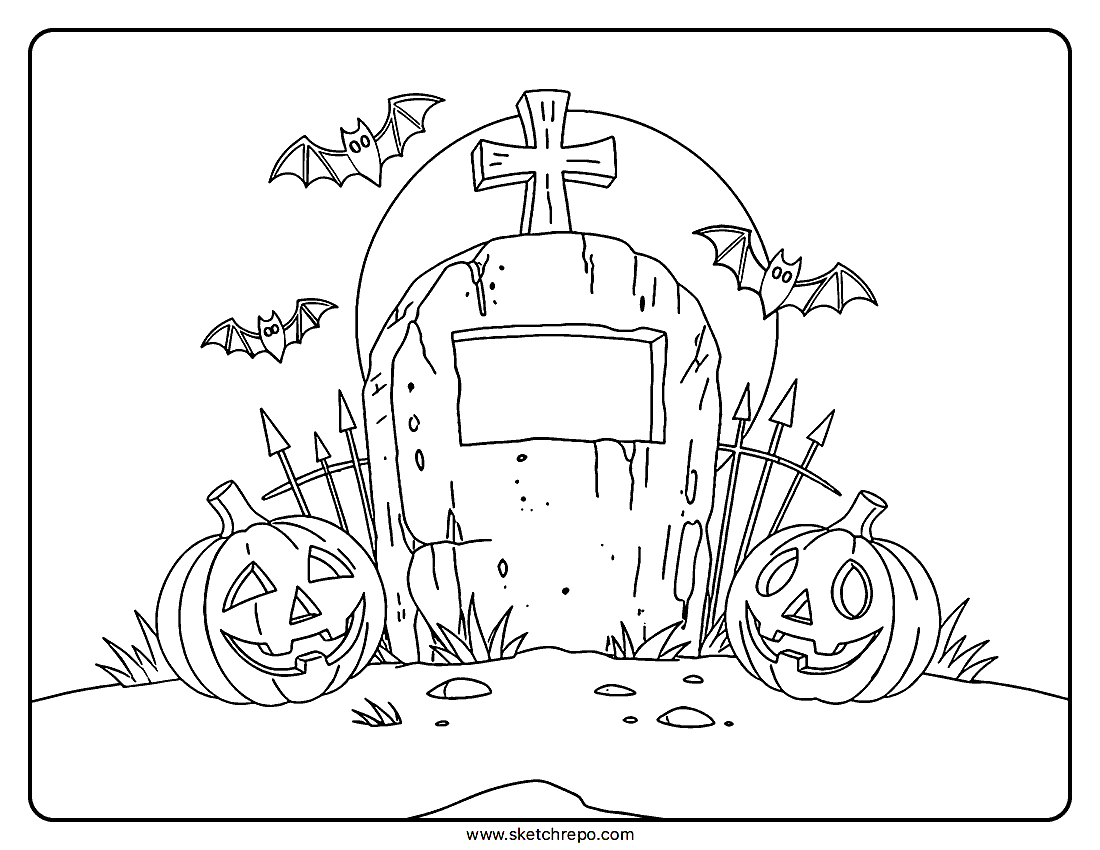 Halloween Gravestone Coloring Page