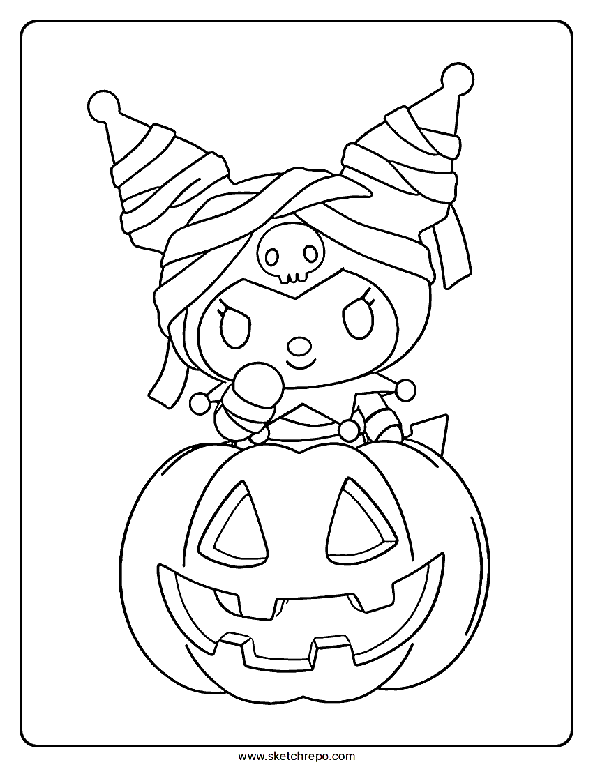 Halloween Kuromi Coloring Page