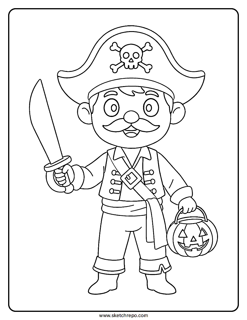 Halloween Pirate Coloring Page