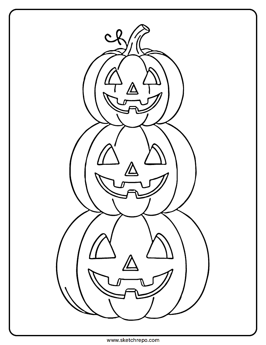 Three Halloween pumpkins can be found in this coloring sheet.