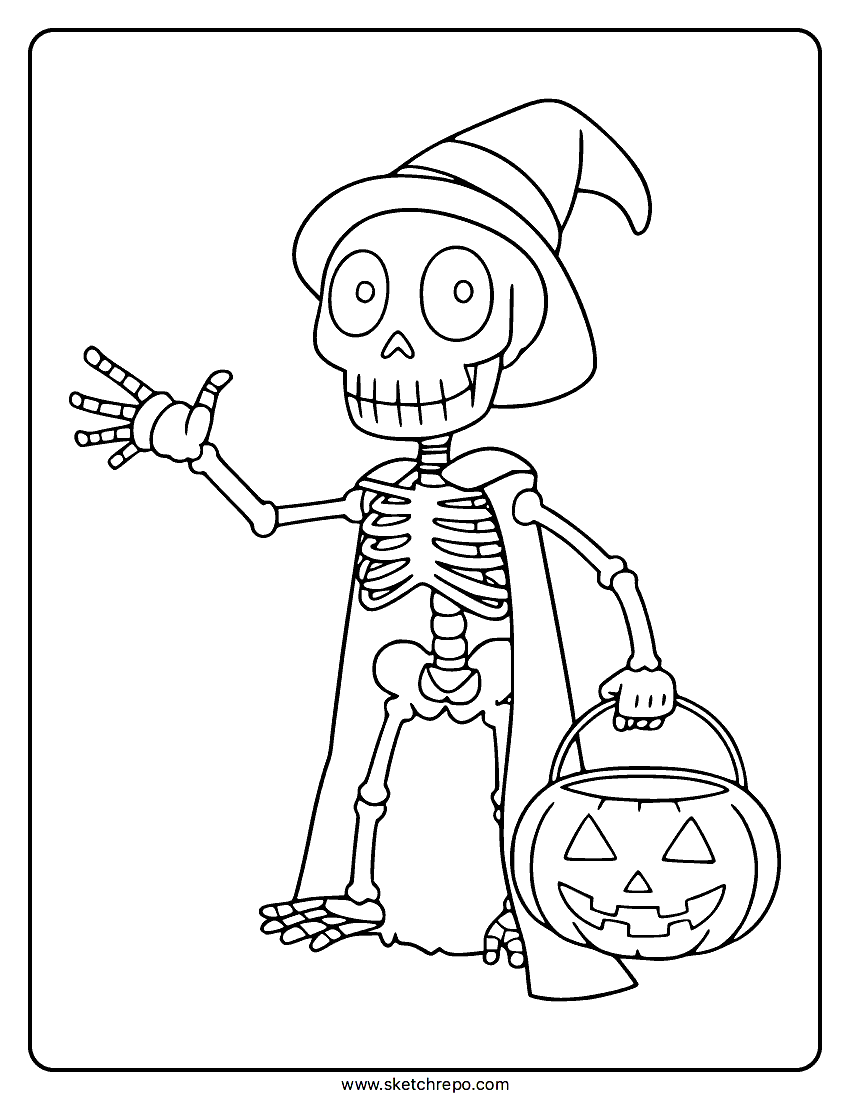 Halloween Skeleton Coloring Page